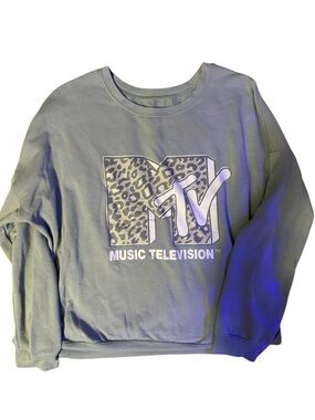 MTV Logo Crewneck Sweatshirt - Olive Green